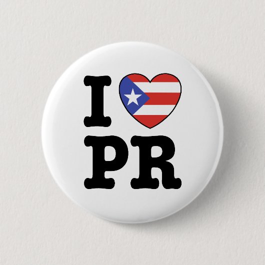 Badge Rond 5 Cm J'aime Porto Rico (Devant)
