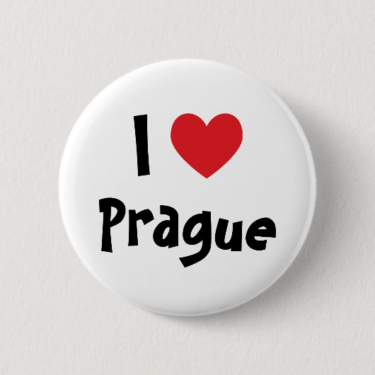 Badge Rond 5 Cm J'aime Prague (Devant)