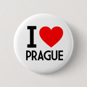 Badge Rond 5 Cm J'aime Prague (Devant)
