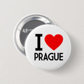 Badge Rond 5 Cm J'aime Prague (Devant & derrière)