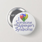 Badge Rond 5 Cm J'aime quelqu'un avec Asperger (Devant & derrière)