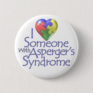 Badge Rond 5 Cm J'aime quelqu'un avec Asperger