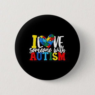 Badge Rond 5 Cm J'Aime Quelqu'Un Avec Autisme Autiste Sensibilisat