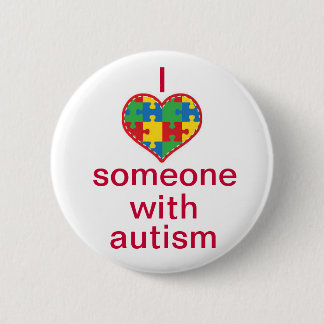 Badge Rond 5 Cm J'aime quelqu'un avec l'autisme
