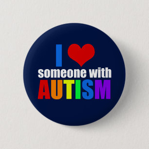 Badge Rond 5 Cm J'aime quelqu'un avec l'autisme