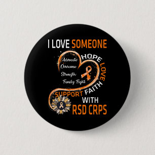 Badge Rond 5 Cm J'aime quelqu'un avec RSD CRPS Sensibilisation tou