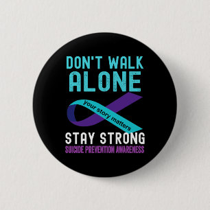 Badge Rond 5 Cm J'Aime Quelqu'Un Turquoise-violet Prévention Du Su