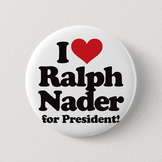 Badge Rond 5 Cm J'aime Ralph Nader pour le président (Devant)