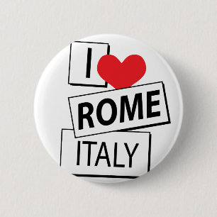 Badge Rond 5 Cm J'aime Rome Italie