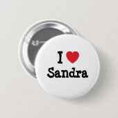 Badge Rond 5 Cm J'aime Sandra coeur T-shirt (Devant & derrière)