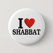 Badge Rond 5 Cm J'aime Shabbat (Devant)