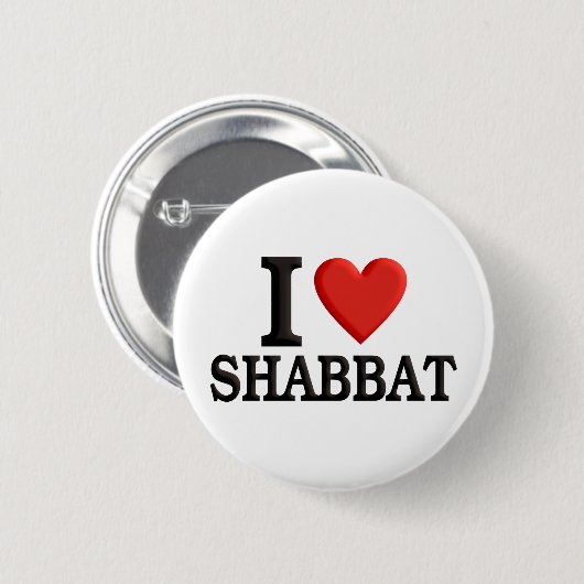 Badge Rond 5 Cm J'aime Shabbat (Devant & derrière)