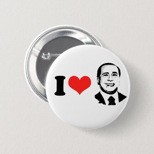 Badge Rond 5 Cm J'aime Silvio Berlusconi (Devant & derrière)
