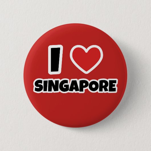 Badge Rond 5 Cm J'aime Singapour (Devant)