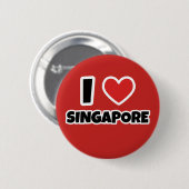 Badge Rond 5 Cm J'aime Singapour (Devant & derrière)