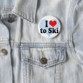 Badge Rond 5 Cm J'aime skier (En situation)