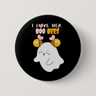 Badge Rond 5 Cm J'Aime Son Boo Bees Drôle Halloween Couple Husnd B