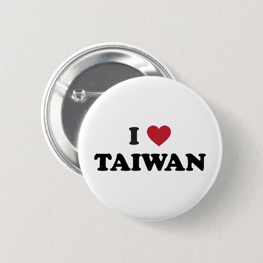 Badge Rond 5 Cm J'aime Taïwan (Devant & derrière)