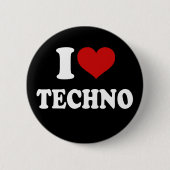 Badge Rond 5 Cm J'aime Techno (Devant)