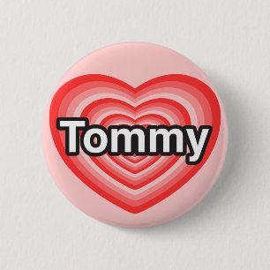 Badge Rond 5 Cm J'aime Tommy. Je t'aime Tommy. Coeur