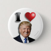 Badge Rond 5 Cm J'AIME TRUMP Joyeux Président souriant (Devant)