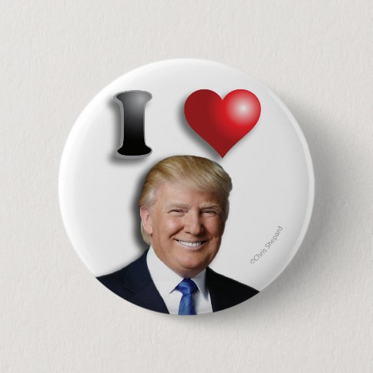Badge Rond 5 Cm J'AIME TRUMP Joyeux Président souriant (Devant)