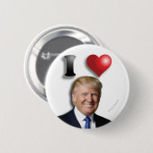 Badge Rond 5 Cm J'AIME TRUMP Joyeux Président souriant (Devant & derrière)