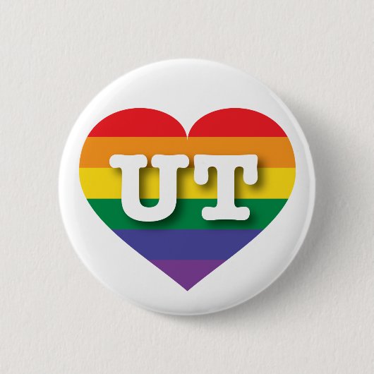 Badge Rond 5 Cm J'aime Utah Gay pride Rainbow Heart (Devant)