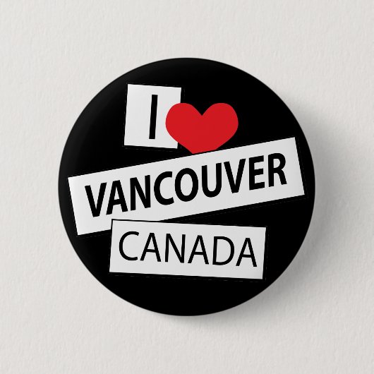 Badge Rond 5 Cm J'aime Vancouver Canada (Devant)