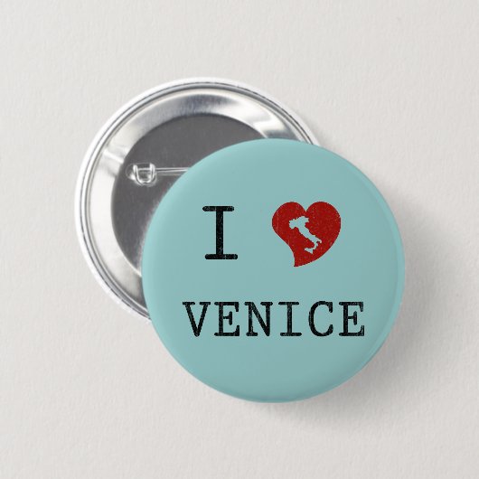 Badge Rond 5 Cm J'aime Venise (Devant & derrière)