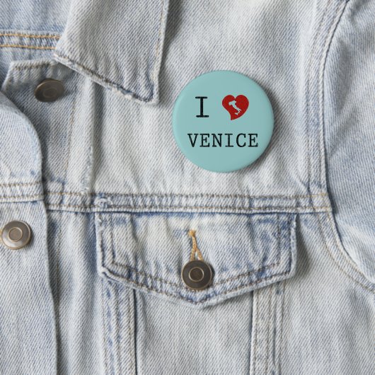 Badge Rond 5 Cm J'aime Venise (En situation)