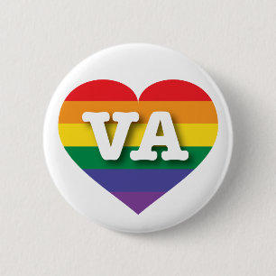 Badge Rond 5 Cm J'aime Virginia Gay pride Rainbow Heart