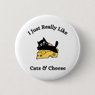 Badge Rond 5 Cm J'aime vraiment beaucoup les chats et le fromage é