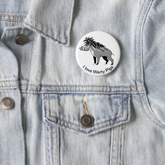 Badge Rond 5 Cm J'aime Warty PIGS- Warthog - Faune - (En situation)