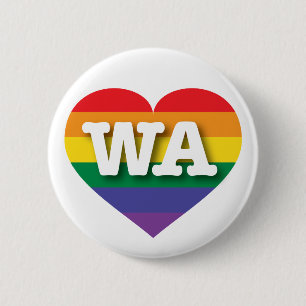 Badge Rond 5 Cm J'aime Washington Gay pride Rainbow Heart