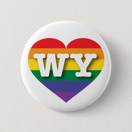 Badge Rond 5 Cm J'aime Wyoming Gay pride Rainbow Heart (Devant)