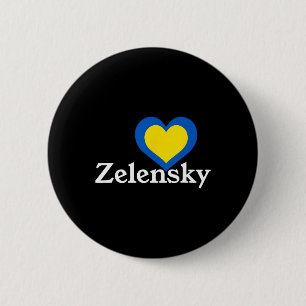 Badge Rond 5 Cm J'aime Zelensky Ukraine Président Volodymyr Cœur