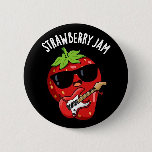 Badge Rond 5 Cm Jam fraise Funny Fruit Pun Dark BG (Devant)