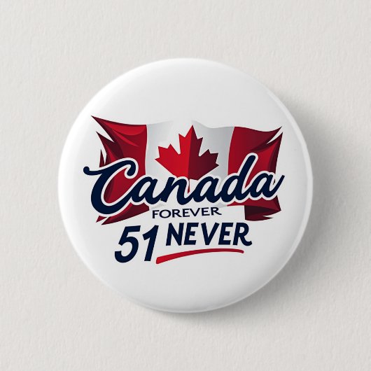 Badge Rond 5 Cm Jamais 51, Canada pour toujours, Feuille d'érable  (Devant)