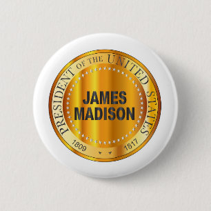 Badge Rond 5 Cm James Madison Gold Metal Timbre