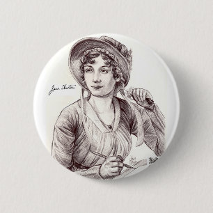 Badge Rond 5 Cm Jane Austin avec un sourire