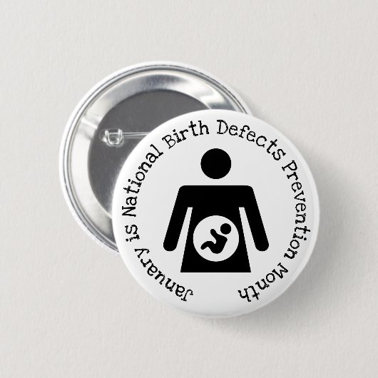 Badge Rond 5 Cm Janvier Mois de prévention des anomalies congénita (Devant & derrière)