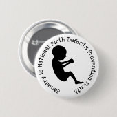 Badge Rond 5 Cm Janvier Mois de prévention des anomalies congénita (Devant & derrière)