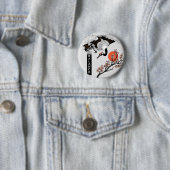 Badge Rond 5 Cm Japanese crane bird and blooming sakura (En situation)