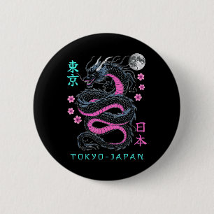 Badge Rond 5 Cm Japon Dragon Tokyo Japon 80s Asiatique Mythique An