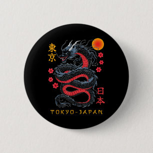 Badge Rond 5 Cm Japon Dragon Tokyo Japon 80s Asiatique Mythique An