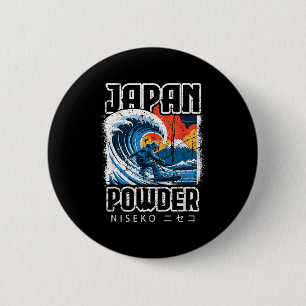 Badge Rond 5 Cm Japon hokusai snowboard niseko japonais katakan