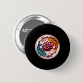 Badge Rond 5 Cm Japon Koi Poisson Anime Eau Lily Pastel Goth (Devant & derrière)