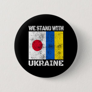 Badge Rond 5 Cm Japon Soutien Drapeau Ukrainien Nous Sommes Avec L