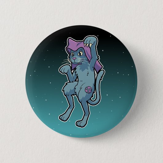 Badge Rond 5 Cm Japonais Bakeneko Yokai Chat (Devant)